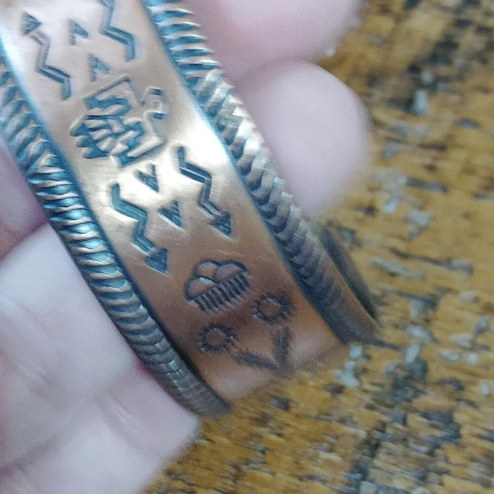 Vintage Solid Copper Cuff Bracelet Bell Trading Post Thunderbird Southwestern